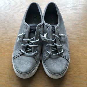 Sperry Top Sider Grey slip grey suede slip ons